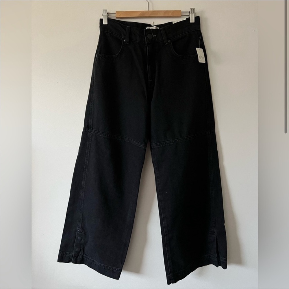 NWT Free People Denim Benji Wide Leg Jeans Black Oversized Baggy Loose Size 30 - Picture 4 of 5